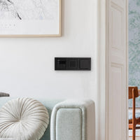 Gira Unterputz IP Internetradio 232003 + Bluetooth KomplettSet + Lautsprecher + Lichtschalter AN/AUS - E2 schwarz matt im 3fach Rahmen Gira 021309 inkl. EBROM Phasenprüfer zur Montage der Geräte