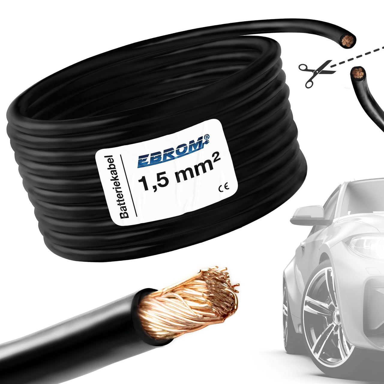 EBROM FLRY Fahrzeugleitung 1,5mm² Schwarz