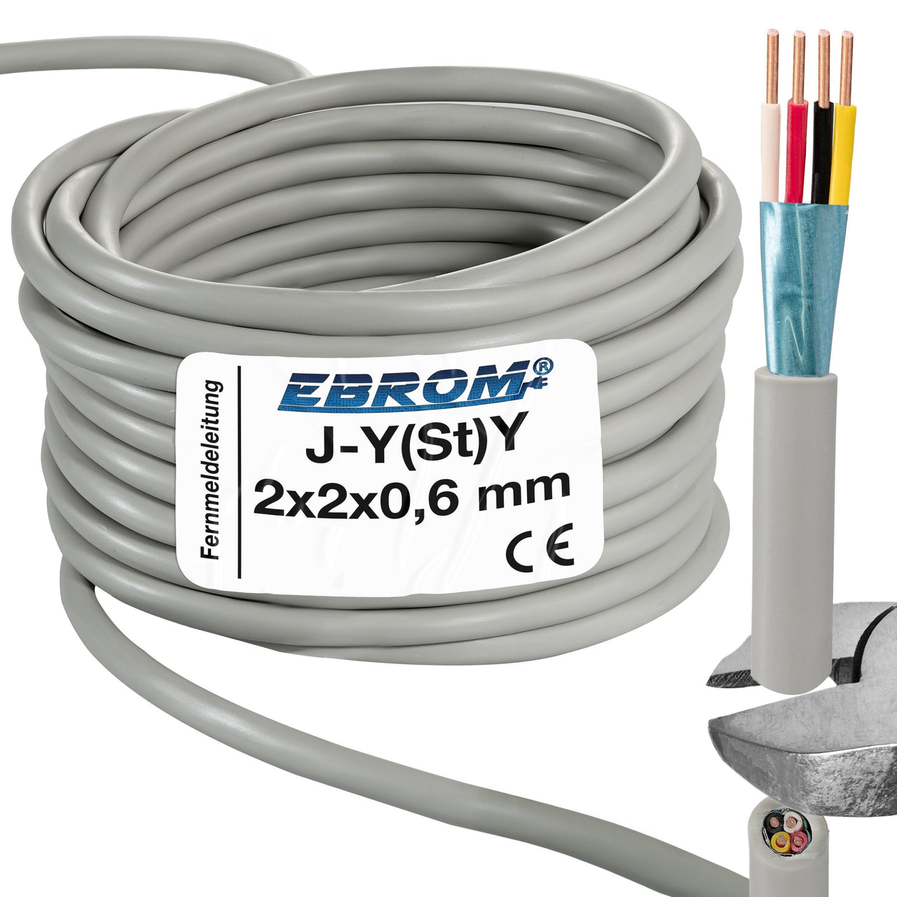 EBROM J-Y(St)Y Telefonleitung 2x2x0,6mm² Grau