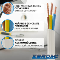 EBROM H05VV-F PVC-Schlauchleitung 3x1,0mm² Weiss