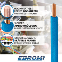 EBROM H07V-U Aderleitung starr 6mm² Hellblau
