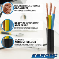 EBROM H05VV-F PVC-Schlauchleitung 3x2,5mm² Schwarz