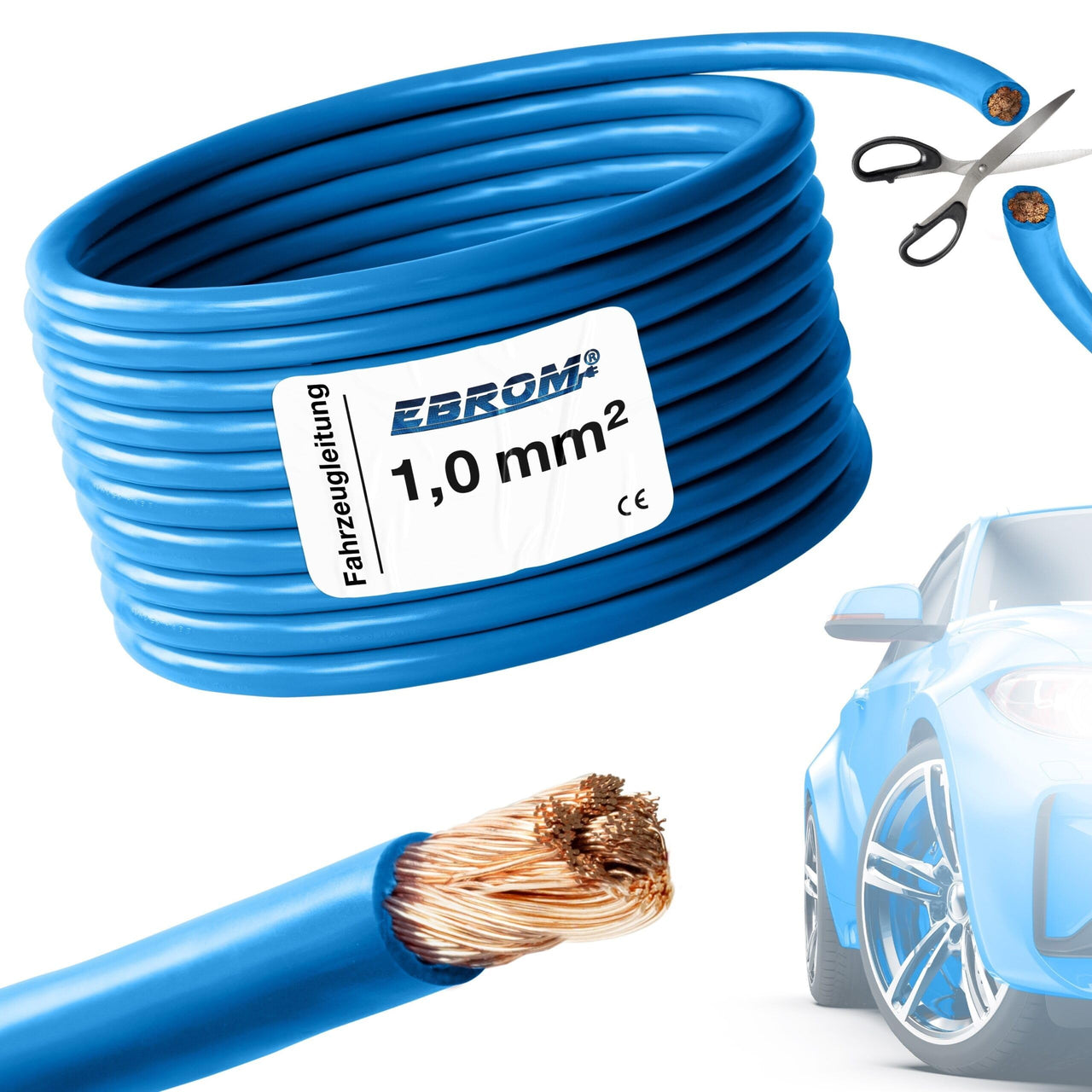 EBROM FLRY Fahrzeugleitung 1,0mm² Blau