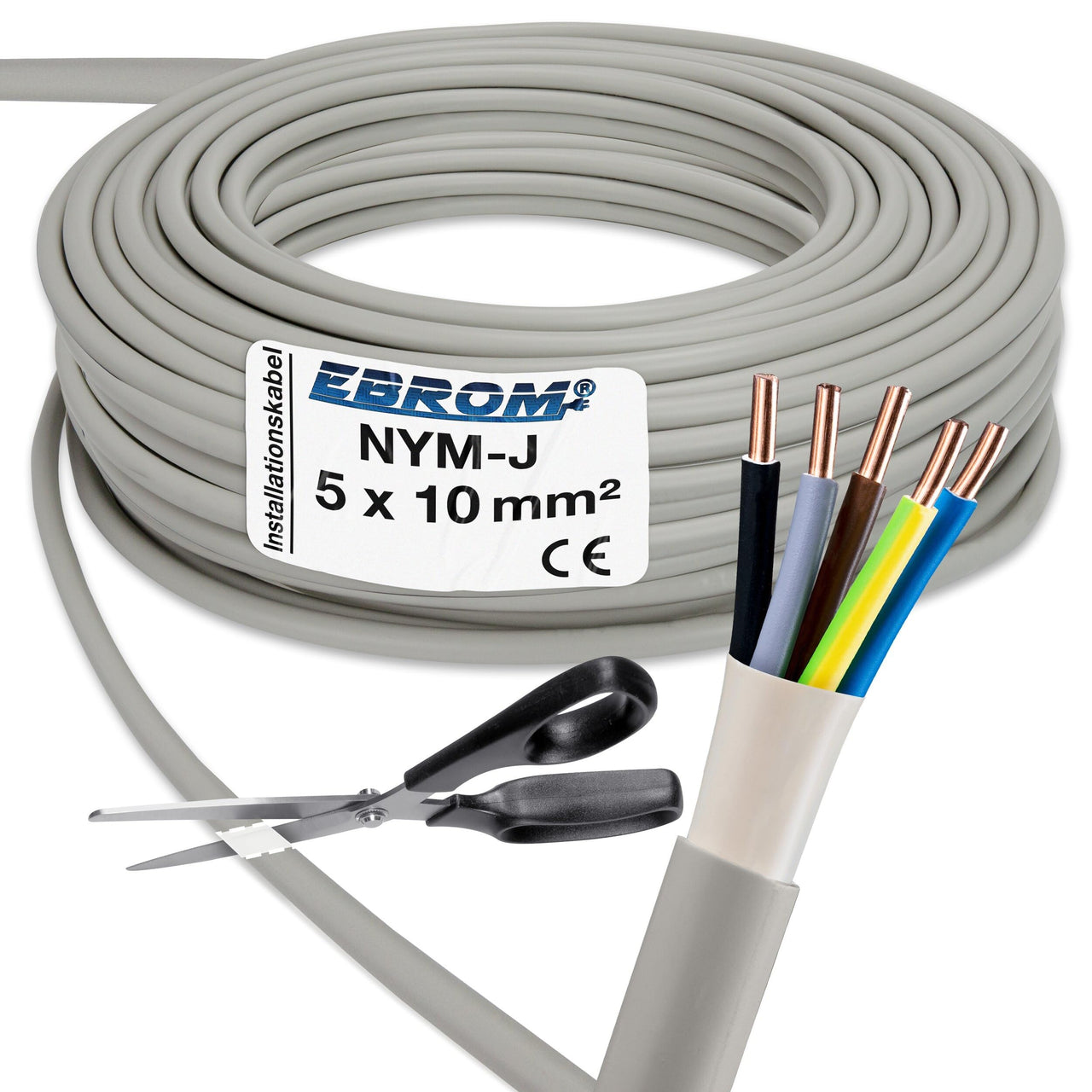 EBROM NYM-J Installationsleitung 5x10mm² Grau