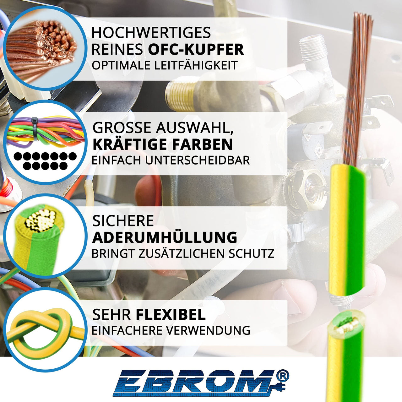 EBROM H07V-K Aderleitung flexibel 35mm² Grün/Gelb