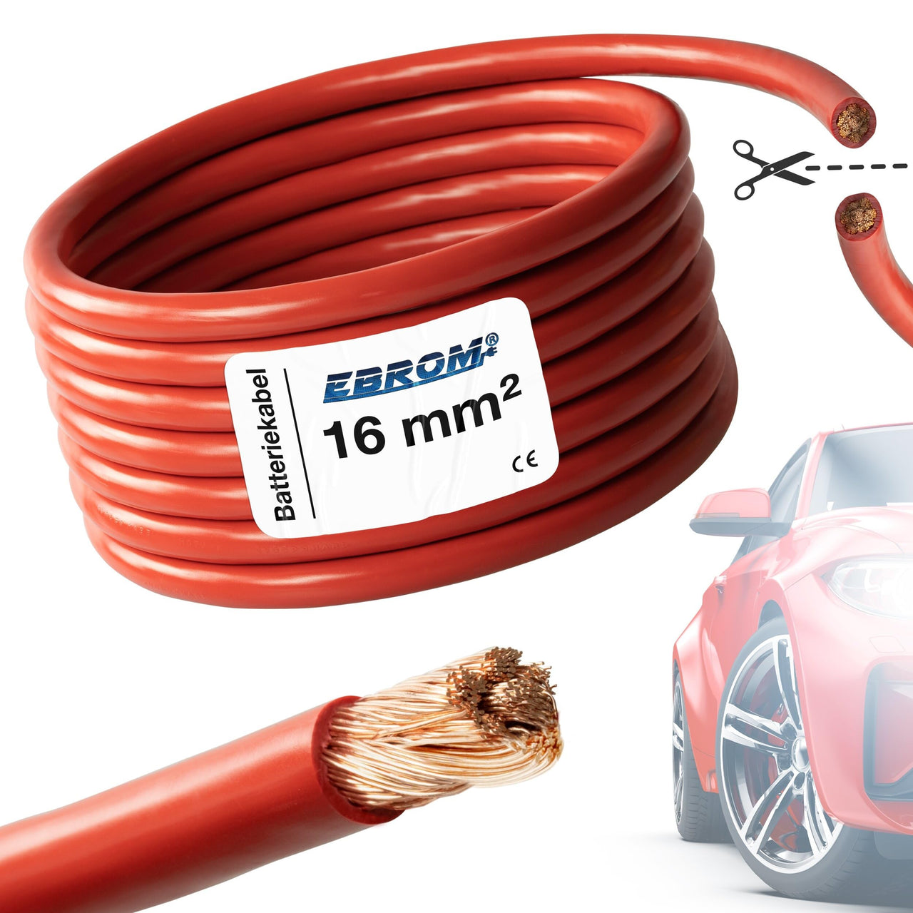 EBROM FLY Fahrzeugleitung 16mm² Rot
