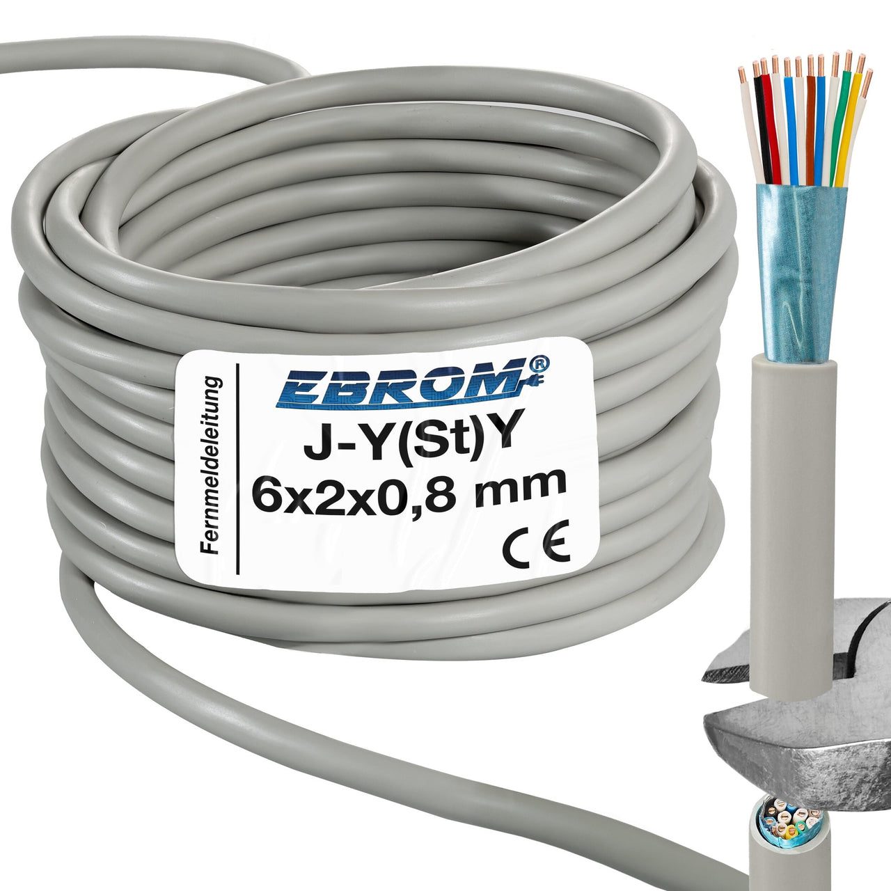 EBROM J-Y(St)Y Telefonleitung 6x2x0,8mm² Grau