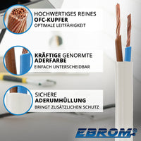EBROM H05VV-F PVC-Schlauchleitung 2x1,5mm² Weiss