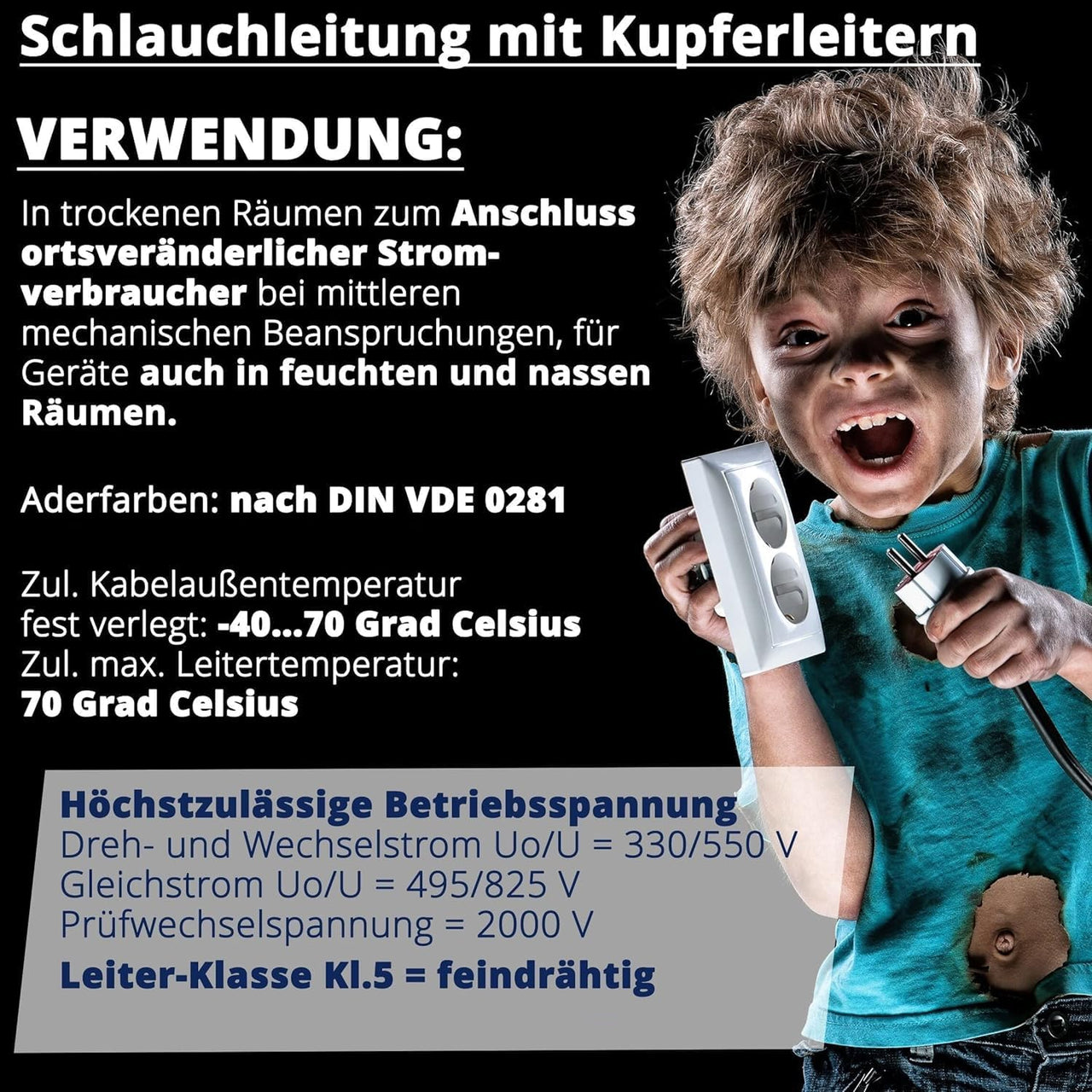 EBROM H05VV-F PVC-Schlauchleitung 2x1,5mm² Weiss