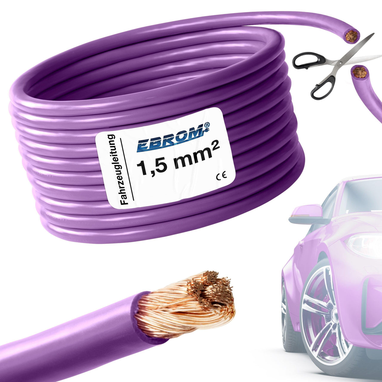 EBROM FLRY Fahrzeugleitung 1,5mm² Violett
