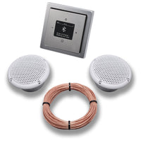 Busch Jäger DAB+ Bluetooth Unterputz Unterputzradio DAB BT 8217 U – 101 PUR Edelstahl Komplettset + 2 x Deckenlautsprecher Feuchtraum Badezimmer + 20 m Lautsprecherkabel 2x0,75 mm² 8217U-101