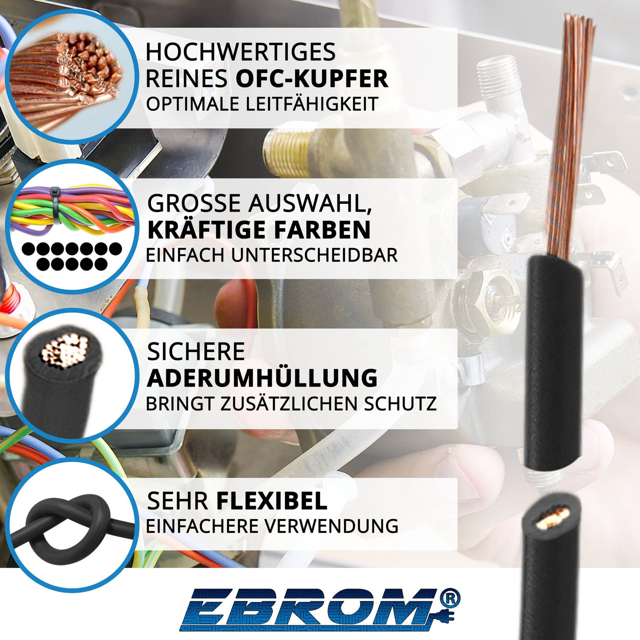 EBROM H05V-K Aderleitung flexibel 0,5mm² Schwarz