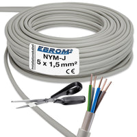 EBROM NYM-J Installationsleitung 5x1,5mm² Grau