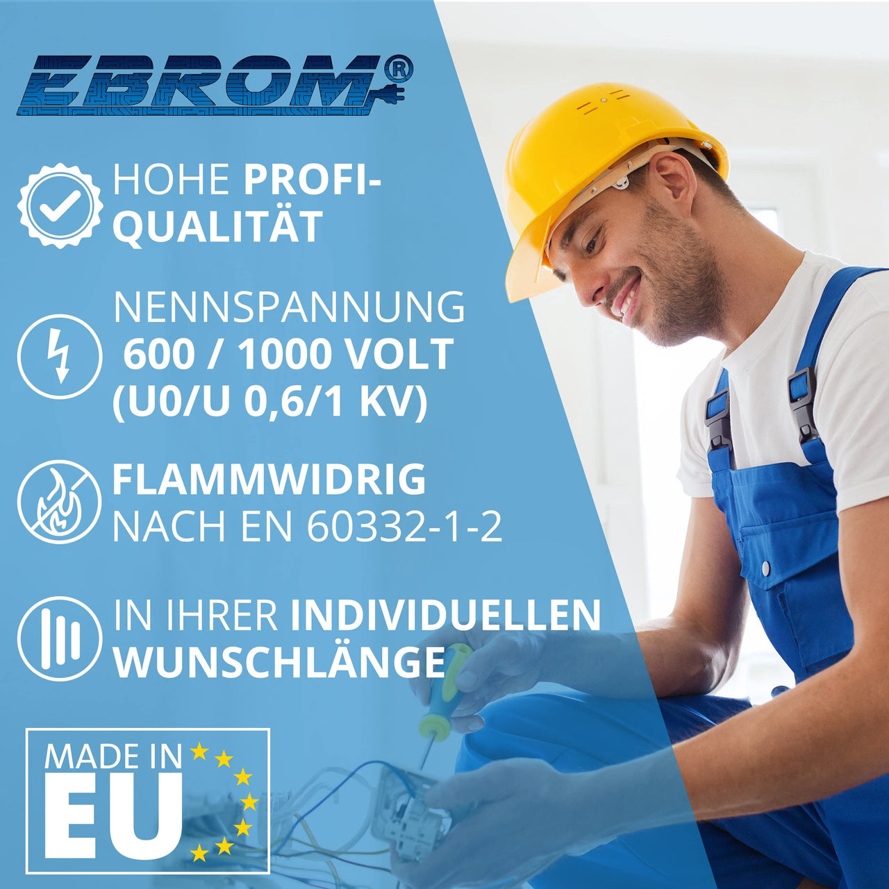 EBROM NYY-J Erdkabel 3x4mm² Schwarz