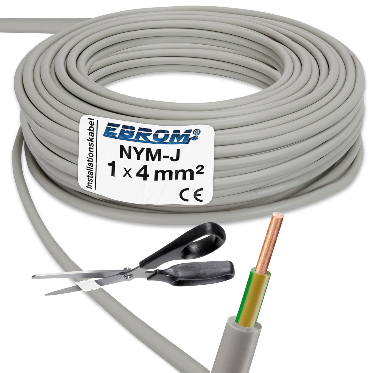 EBROM NYM-J Installationsleitung 4mm² Grau