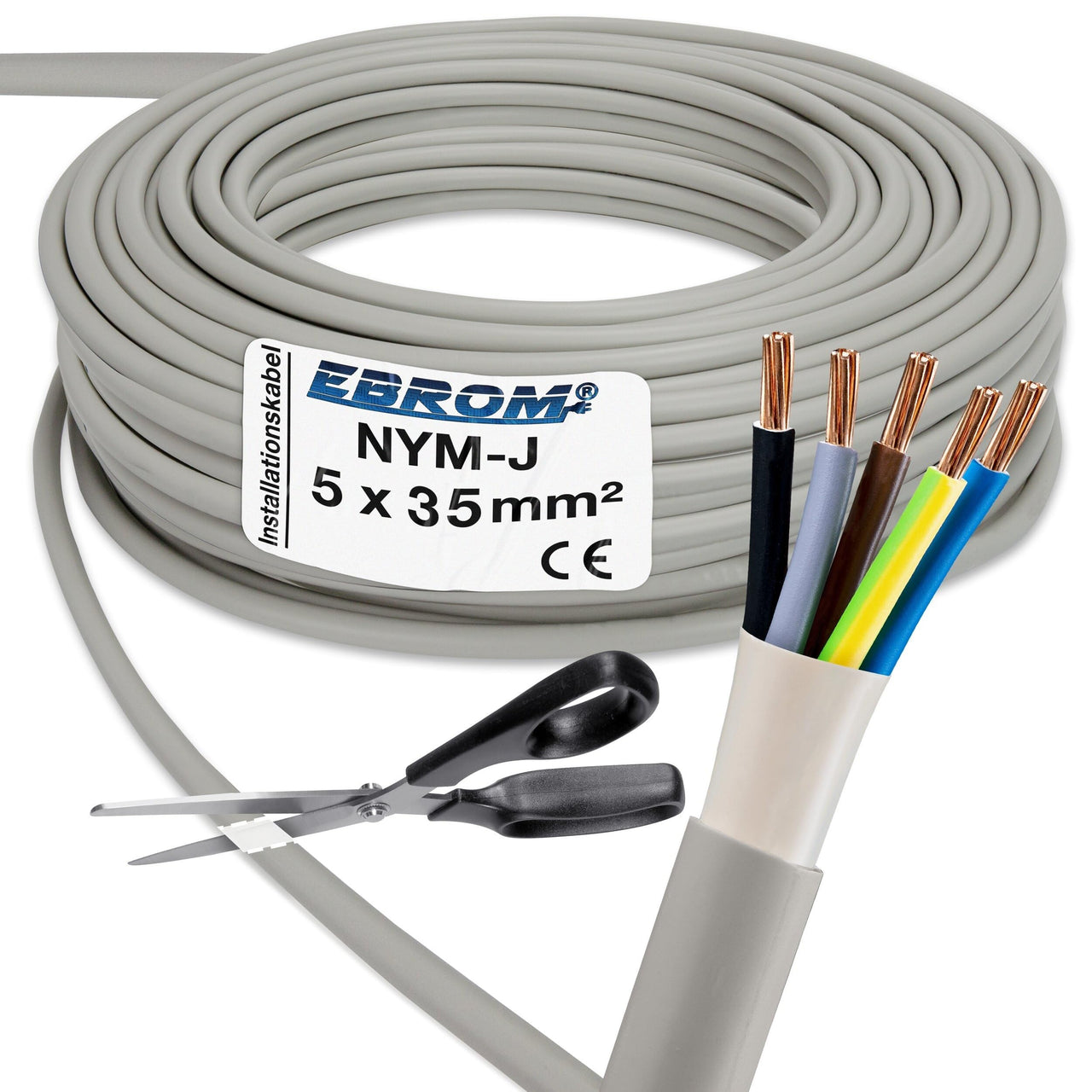 EBROM NYM-J Installationsleitung 5x35mm² Grau