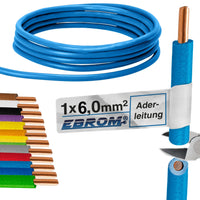 EBROM H07V-U Aderleitung starr 6mm² Hellblau