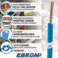EBROM H07V-K Aderleitung flexibel 6mm² Hellblau