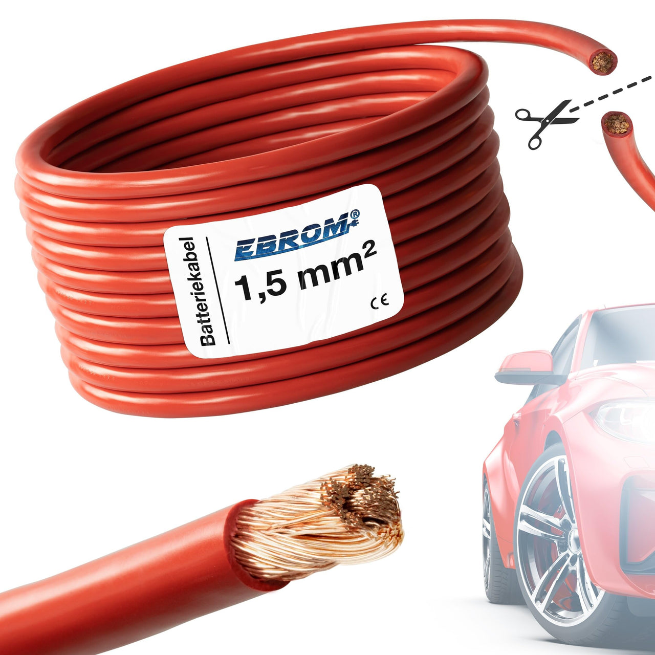 EBROM FLRY Fahrzeugleitung 1,5mm² Rot