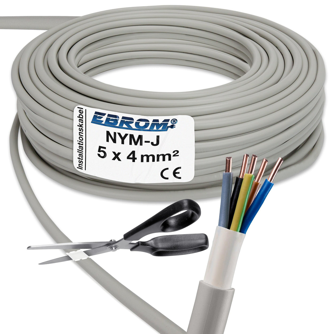EBROM NYM-J Installationsleitung 5x4mm² Grau