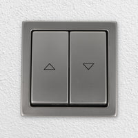 EBROM SET IDEE: BUSCH JÄGER Jalousieschalter Rolladenschalter 2000/4 US (2000/4US) PUR Edelstahl Komplettset mit Aufdruck Pfeil auf/ab + EBROM Phasenprüfer zur Montage