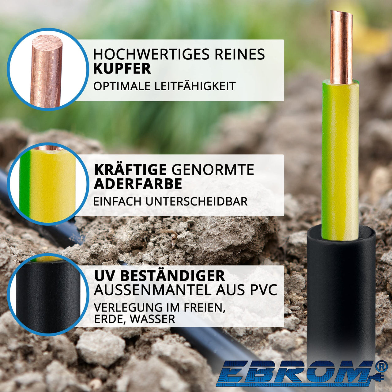 EBROM NYY-J Erdkabel 6mm² Schwarz