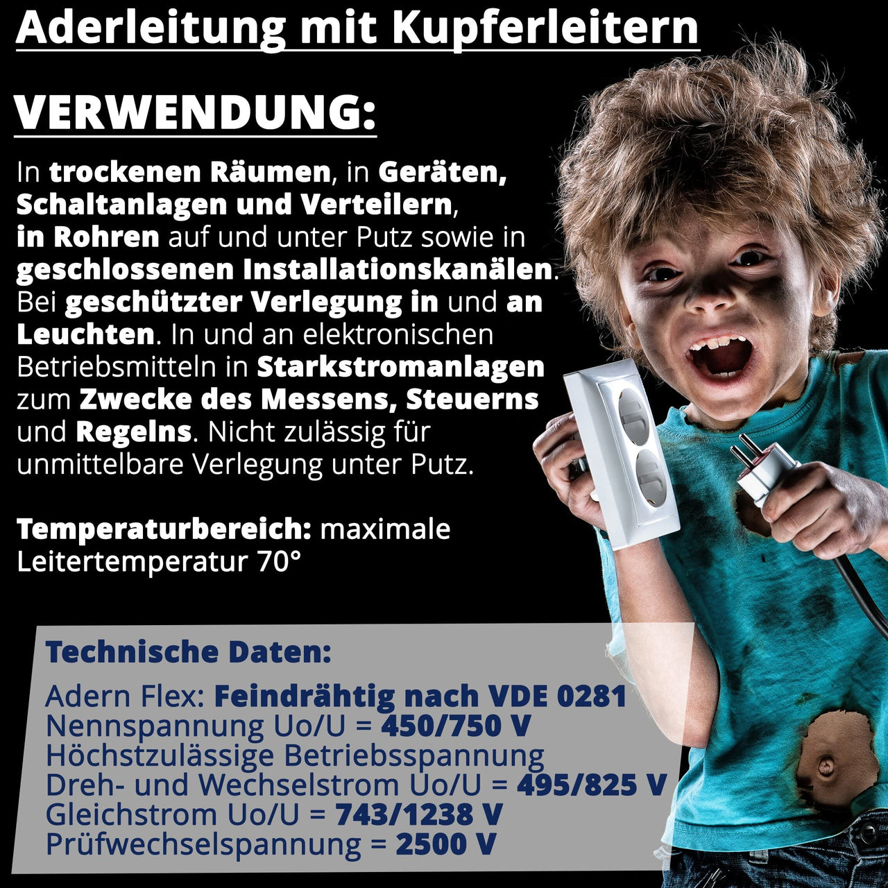 EBROM H07V-K Aderleitung flexibel 6mm² Hellblau