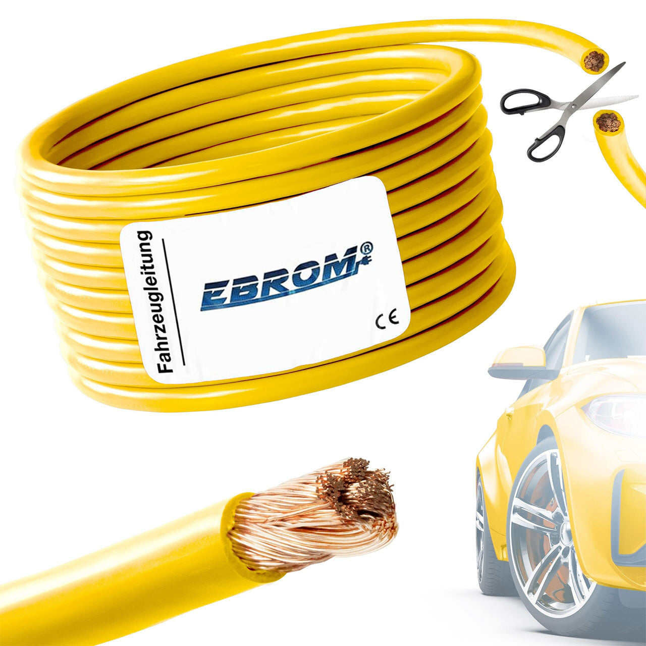 EBROM FLRY Fahrzeugleitung 4mm² Gelb