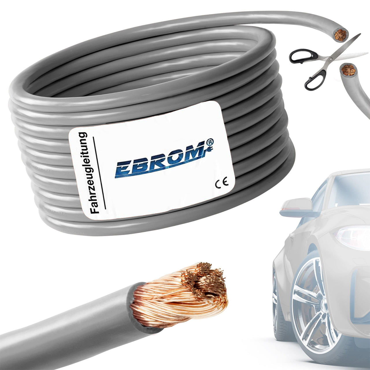 EBROM FLRY Fahrzeugleitung 0,5mm² Grau