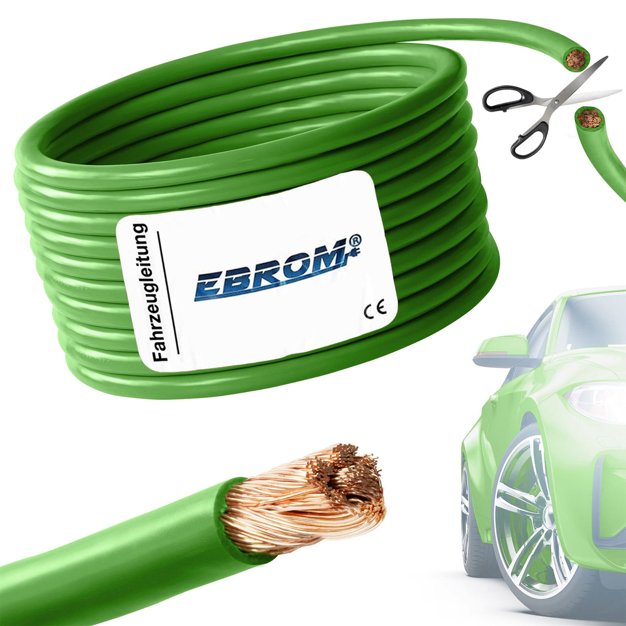 EBROM FLRY Fahrzeugleitung 0,5mm² Grün