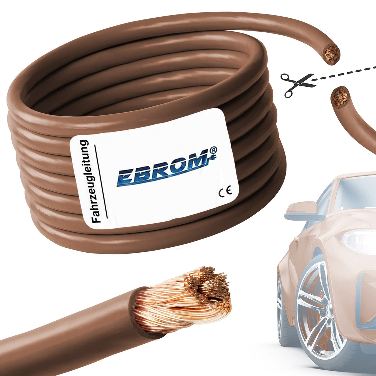 EBROM FLRY Fahrzeugleitung 0,75mm² Braun