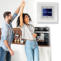 BERKER Unterputz DAB+ Radio 29848989 polarweiß glänzend mit 1fach Rahmen Berker 10118989 inkl. EBROM Phasenprüfer zur Montage des Geräts