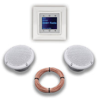 BERKER Unterputz DAB+ Radio 29848989 polarweiß glänzend mit 1fach Rahmen Berker + 2 x Feuchtraum / Badezimmer - Deckenlautsprecher Einbaulautsprecher + 20 Meter EBROM Lautsprecherkabel