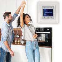 BERKER Unterputz DAB+ und Bluetooth Radio 30848989 polarweiß glänzend mit 1fach Rahmen Berker 10118989 inkl. EBROM Phasenprüfer zur Montage des Geräts