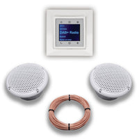 BERKER Unterputz DAB+ und Bluetooth Radio 30848989 polarweiß glänzend mit 1fach Rahmen Berker + 2 x Feuchtraum / Badezimmer - Deckenlausprecher Einbaulautsprecher + 20 Meter EBROM Lautsprecherkabel
