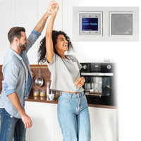 BERKER Unterputz DAB+ Radio 29848989 und Lautsprecher polarweiß glänzend mit 2fach Rahmen Berker 10128989 inkl. EBROM Phasenprüfer zur Montage der Geräte
