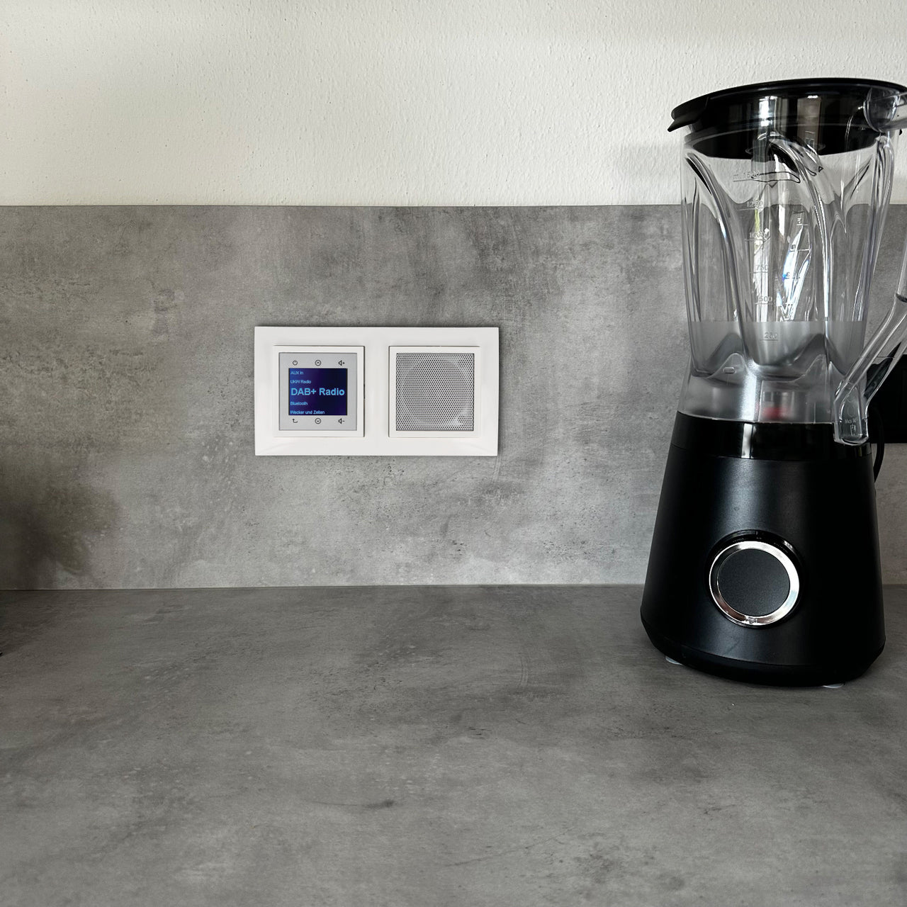 BERKER Unterputz DAB+ und Bluetooth Radio 30848989 mit Lautsprecher polarweiß glänzend mit 2fach Rahmen Berker 10128989 inkl. EBROM Phasenprüfer zur Montage der Geräte