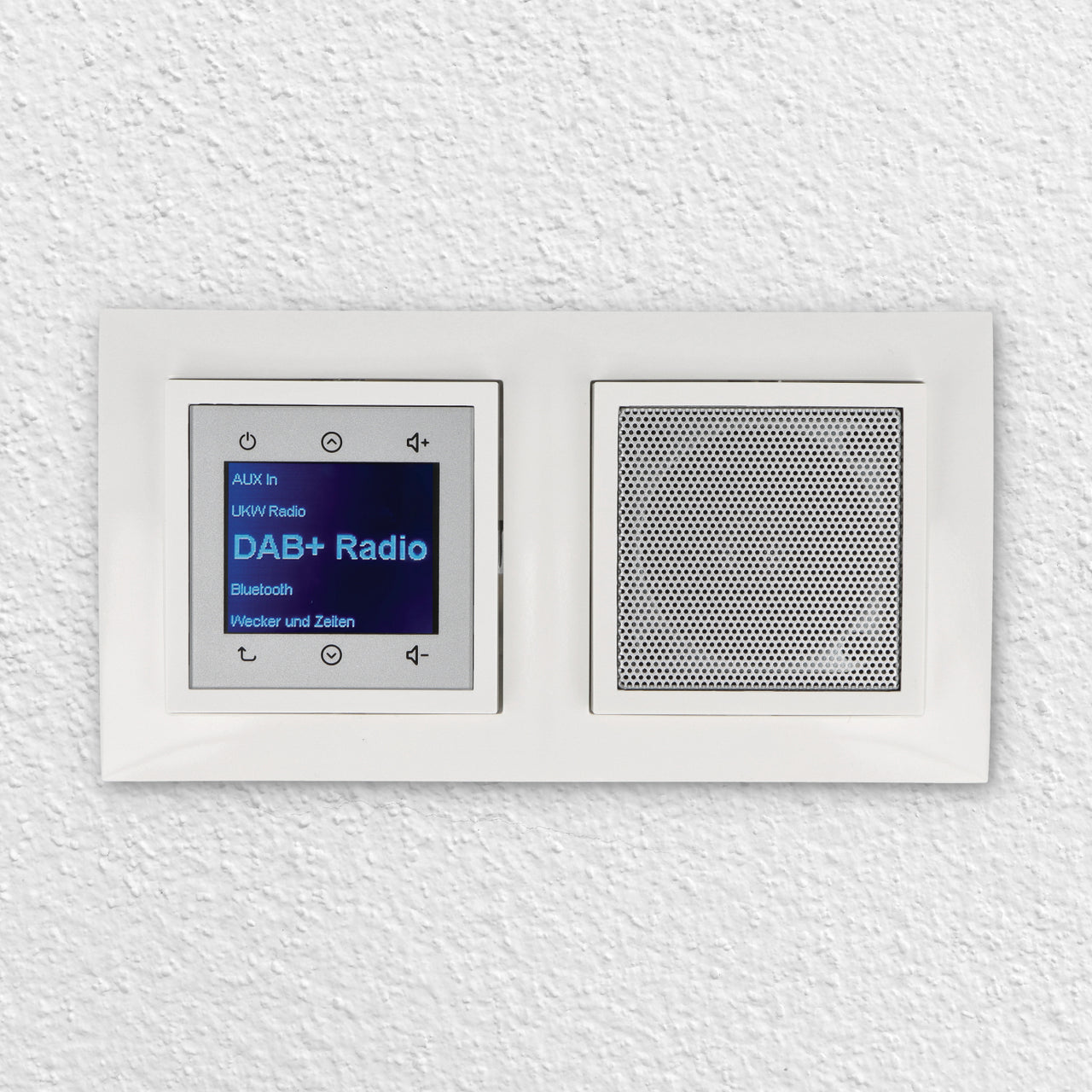BERKER Unterputz DAB+ und Bluetooth Radio 30848989 mit Lautsprecher polarweiß glänzend mit 2fach Rahmen Berker 10128989 inkl. EBROM Phasenprüfer zur Montage der Geräte