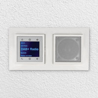 BERKER Unterputz DAB+ und Bluetooth Radio 30848989 mit Lautsprecher polarweiß glänzend mit 2fach Rahmen Berker 10128989 inkl. EBROM Phasenprüfer zur Montage der Geräte