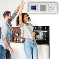 BERKER Unterputz DAB+ und Bluetooth Radio 30848989, Lautsprecher und Steckdose 47438989 - polarweiß glänzend + 3fach Rahmen Berker 10138989 inkl. EBROM Phasenprüfer zur Montage der Geräte