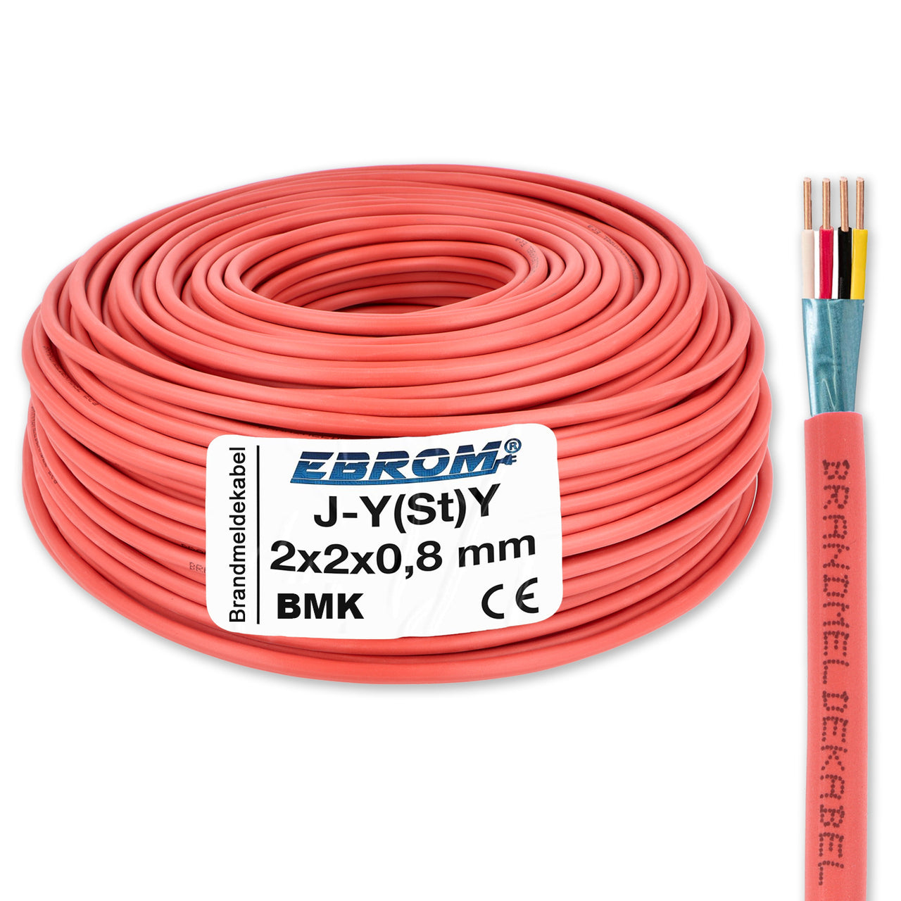 EBROM J-Y(St)Y Brandmeldekabel (BMK) 2x2x0,8mm² Rot