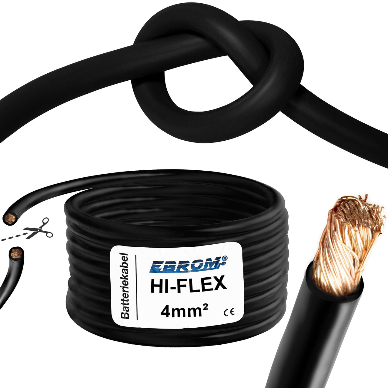 EBROM HI-FLEX Batteriekabel hochflexibel 4mm² Schwarz – Position 1